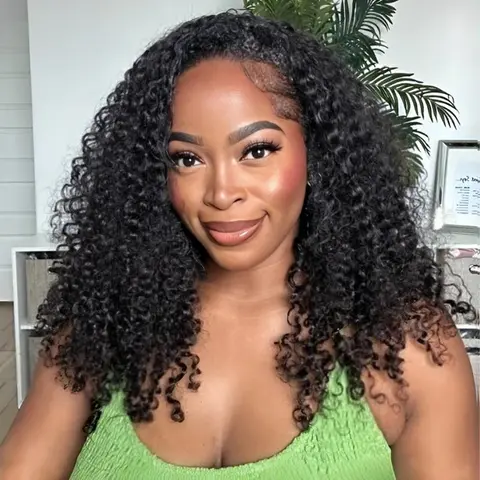 [Ready to Wear Half Wig] Bling Hair Gluelesss Human hair Wigs Natural Invisible Hairline Curly Wigs Beginner Friendly 3 IN 1 Half Wig With Drawstring Seamless Flip Over SoHoChic Style #SohoChic