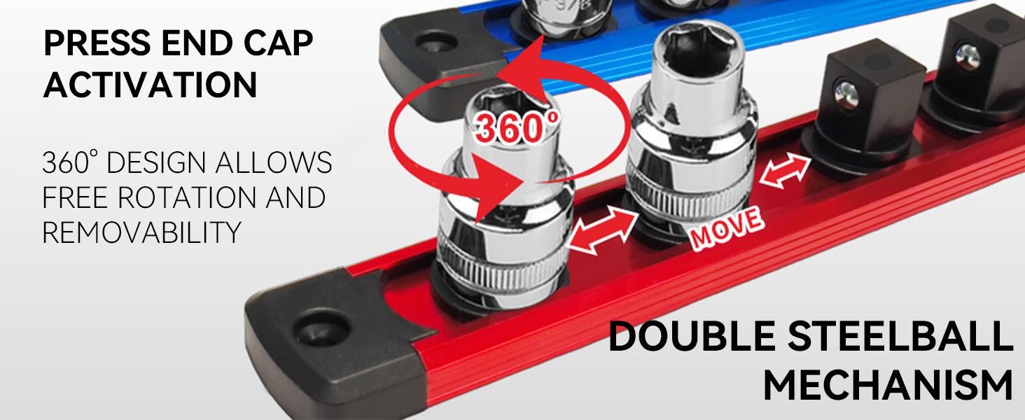 Magnetic Socket Holder Organizer Set: 9-Piece Detachable 1/4, 3/8, 1/2 Socket Trays Socket Organizer for Tool Box Drawer Holds 120-Piece Standard Size Sockets for Automotive Garage, Christmas gift