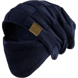 Warm Knitted Hat and Mask Set-Winter Loose Beanie, Light and Warm Ear, Neck and Cheek Cover, Suitable for Cold Weather Outdoor Sports, Snow Sports Accessories, Breathable Material, Fit Design