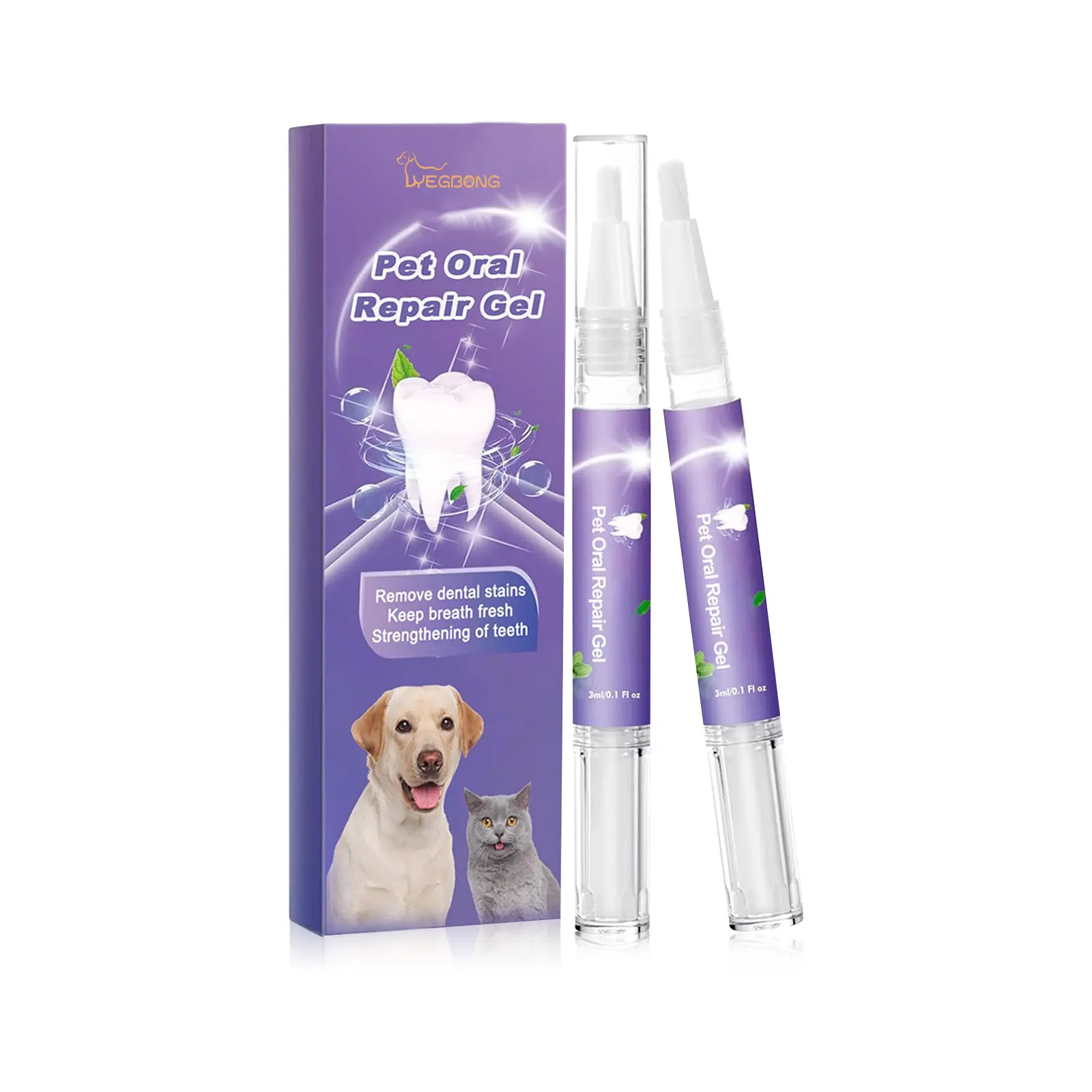 Yegbong Pet Oral Care Liquid Gel (2pcs) - Teeth Cleaning, Stain Removal, Supports Dog and Cat Oral Health, No Single-Item Purchase Option, Supports Oral Health
