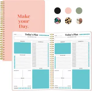 Undated Daily Planner With Hourly Schedule, Spiral To Do List Notebook to Organize Your Daily Tasks and Agendas(6.9" x 9.9"), School Or Office Supplies for Women & Men - Green
