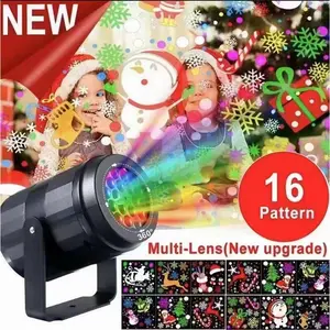 New Christmas Background LED Christmas Projection Light 16 Patterns HD Projector Atmosphere Light Holiday Light Home Stage Light Outdoor Shooting Atmosphere Light