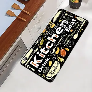 Modern Simple Kitchen Runner Mat, Food Illustration, Absorbent Non-Slip Rug, Soft Comfortable Floor Protector