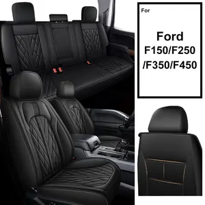Truck For Ford F150 2009-2026&F250/F350/F450 2017-2026 Custom Car 5-Seat Covers Full Set Waterproof Fuax Leather Full Coverage Front & Rear Full Set All inclusive Customed Car Cushions