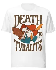 Retro 70s Skippy Rabbit “Death To Tyrants” T-Shirt – Robin Hood Graphic Tee, Vintage Disney-Inspired Family Vacation Shirt, Full Color Unisex Top for Men & Women
