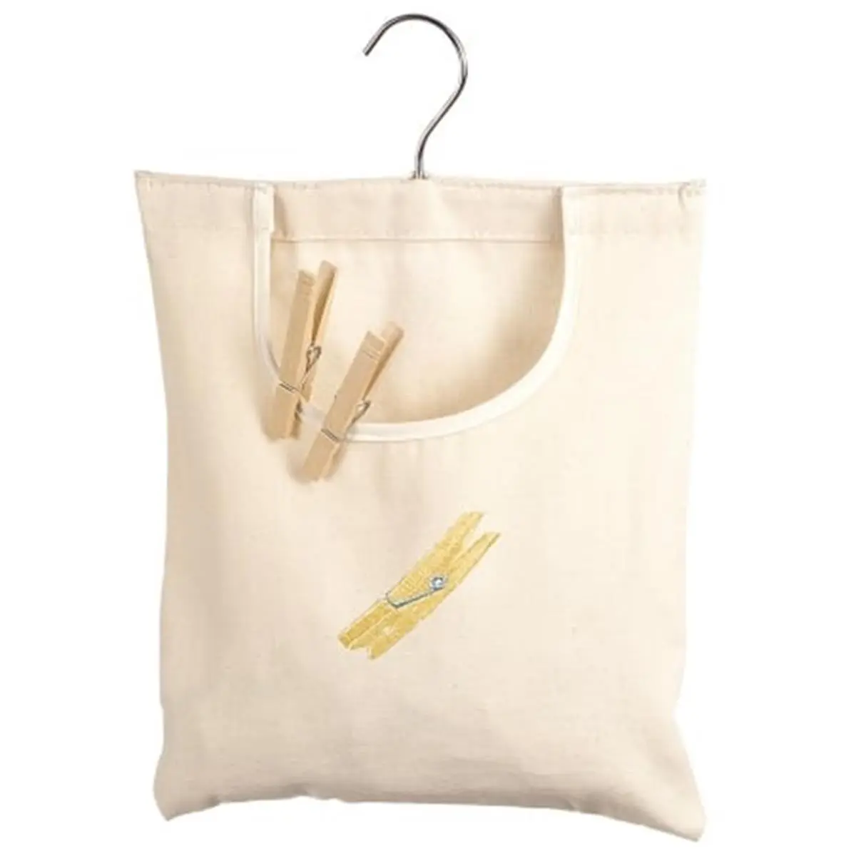 212 MAIN Durable Natural Fabric Clothespin Bag - Home Laundry Accessory with Plastic Hook for Hanging on Washing Lines, Essential Laundry Tool