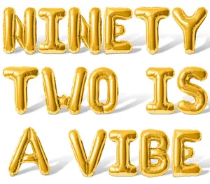 Letter Balloons - NINETY TWO IS A VIBE 16" Inch Alphabet Letters Foil Mylar Balloon 92nd Birthday Party Banner