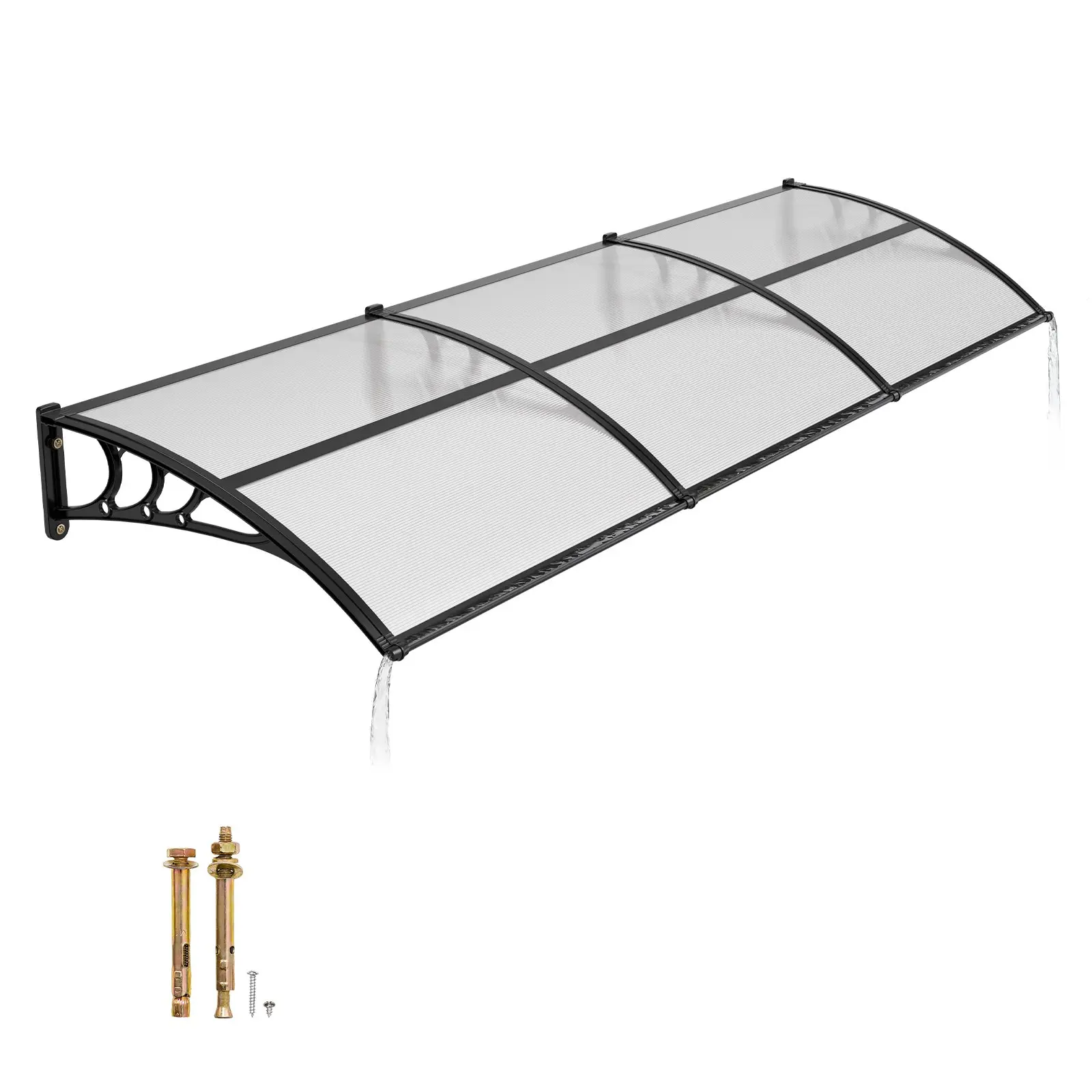 【Summerfinds】VEVOR Awnings for Door Entrance, 38 x 117 in, Exterior Front Door Window Awnings with Drainage & ABS Bracket, Rain Snow Sun Protection, Overhang Polycarbonate Door Canopy for Porch Patio, Clear Modern