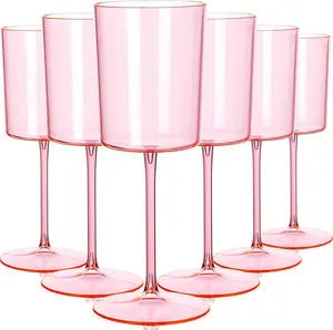 12 Pack  Plastic  Glasses - 14Oz Plastic  Glasses with Stem - Disposable Stemmed  Glass for Parties & Weddings & Outdoor
