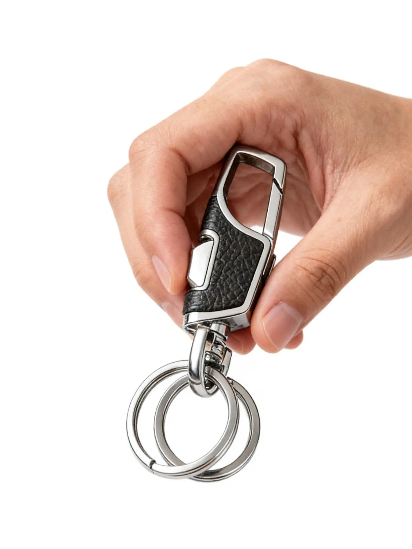 Metal Structure Keychain with Detachable Ring, Stainless Steel Material, Car Key Gift, Business Accessory, Travel Essential, Heavy PU Leather, Stylish Keychain, Heavy Duty Keychain, Keychain for Car Keys