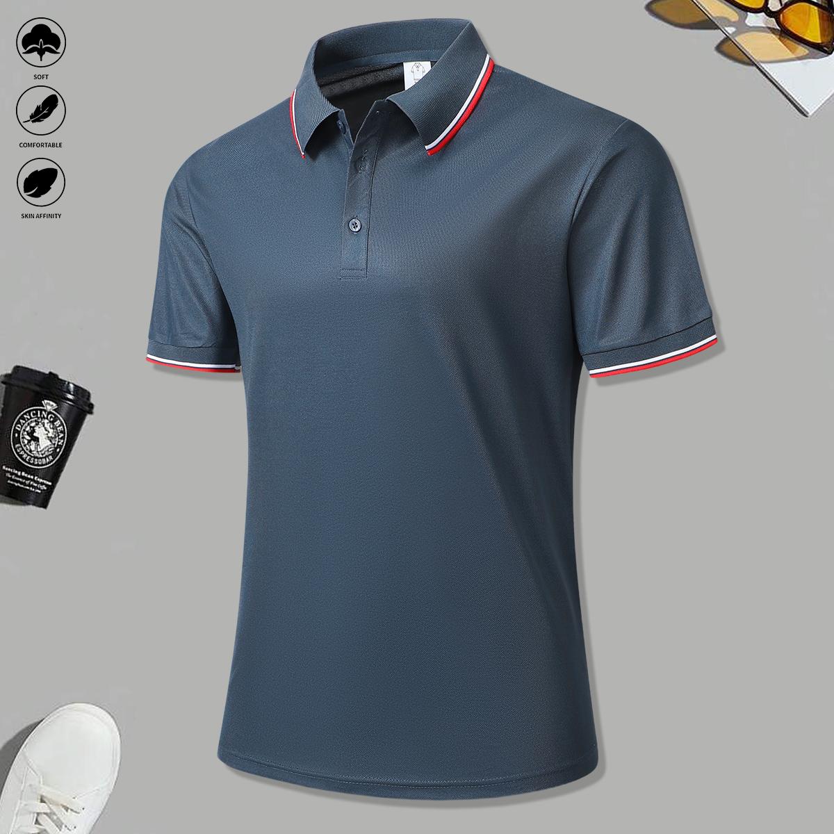 5 Men's Breathable Hygroscopic Work T-Shirts Casual Top Golf Shirt Sports T-Shirts - Suitable for Summer and Spring Wear
