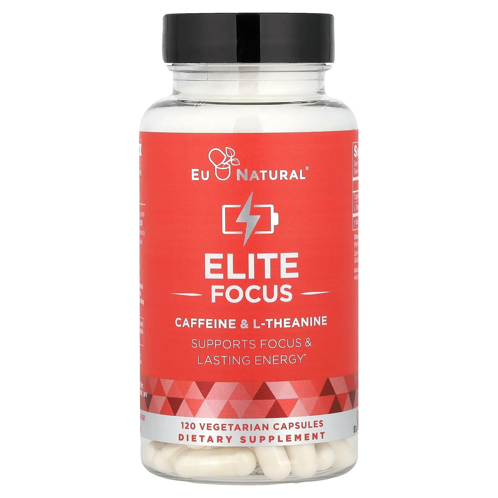 Eu Natural Elite Focus, Caffeine & L-Theanine, 120 Vegetarian Capsules