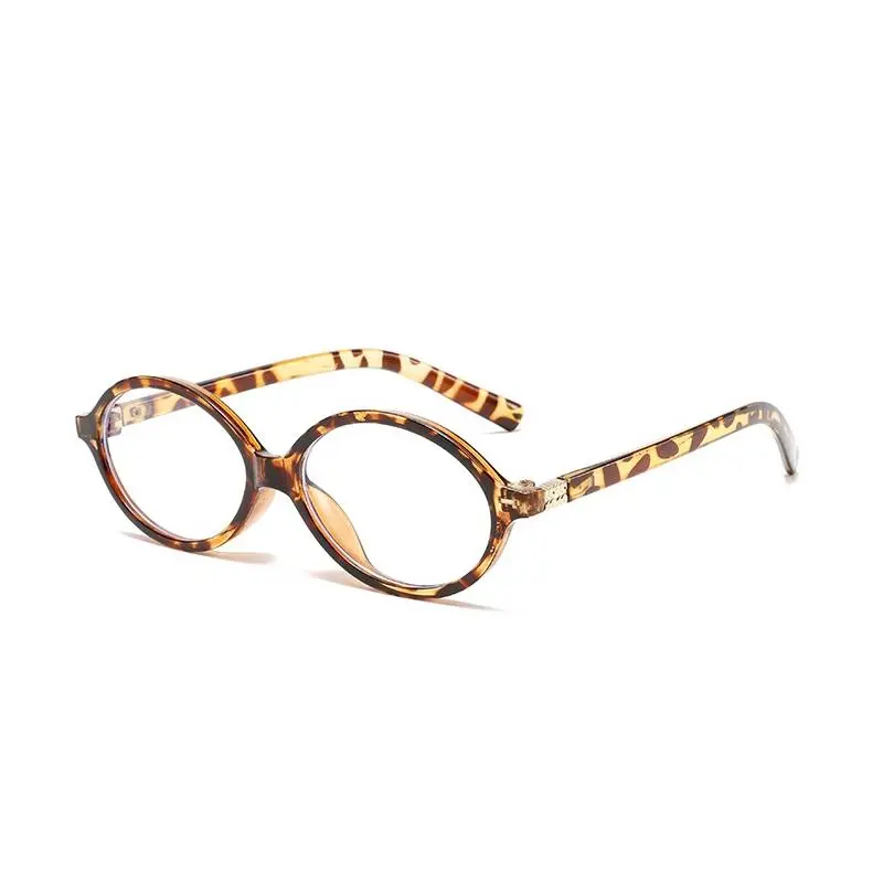 Cute Oval Sunglasses for Women, Lovely Retro Style with Leopard All Over Print, Full Rim Fashion Frames