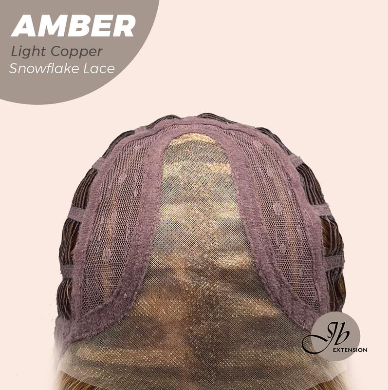 JBEXTENSION 21 Inches Straight Pre-Cut T Part Snowflake Lace Frontlace Glueless Wig AMBER【BENDY EAR TABS】