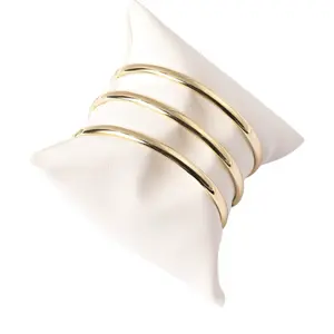 14K Gold Laminated Thin Bangle Bracelet Set (3 Pieces) – 57mm x 4mm