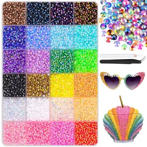 24,000Pcs 3mm Resin Rhinestones Kit - Multi-Color Flatback Gems with Tweezers for DIY Crafts, Nails, Tumblers & Fashion Decor| Non-Hotfix Bedazzling Crystals