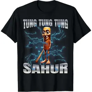 Unisex Cotton Graphic T Shirt Featuring Tung Tung Tung Sahur Design Comfortable Trendy Casual Tee