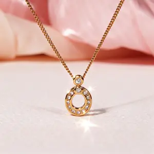 Pre-owned Dior Minimalist Oval Pendant Diamond Accented Necklace D03 for Women