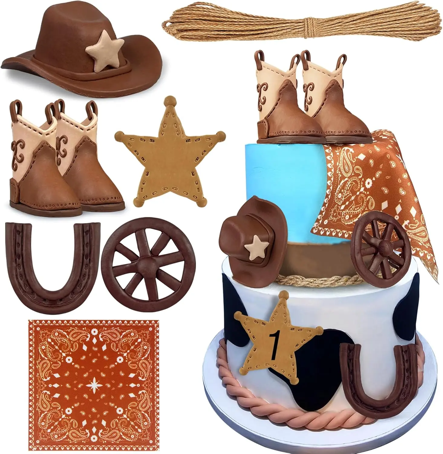 Cowboy Cake Decorations Cowboy Hat and Boot Cake Toppers Western Cowboy Cowgirl Birthday Baby Shower for Western Theme