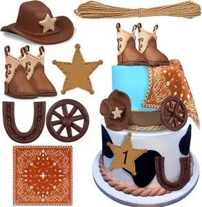 Cowboy Cake Decorations Cowboy Hat and Boot Cake Toppers Western Cowboy Cowgirl Birthday Baby Shower for Western Theme