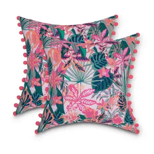 Vera Bradley Accent Pillow w/Poms S/2 18x18