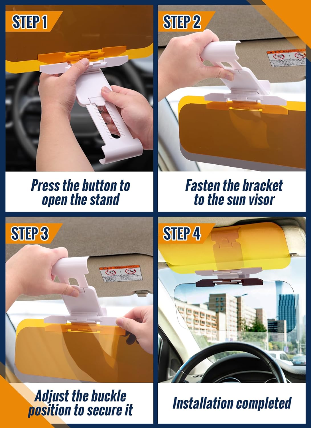 2 in 1 Universal Day and Night Anti-Glare Visor Extender, Sun Visor Blocker, Night Vision Anti-Dazzle Windshield Driving Visor