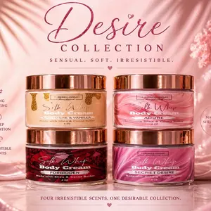Desire Collection Body Butters Set 4 Scents Hydrating Shea Butter Cream for Soft Glowing Skin Sensual Soft Irresistible