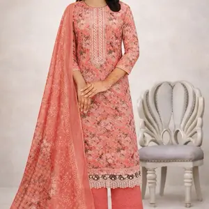 Lavender, peach floral salwar kameez Pakistani Bangladeshi Indian suit Clothes