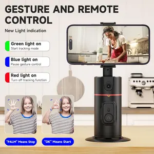 360° AI Auto Face Tracking Gimbal Stabilizer, No App Required Anti-Shake Selfie Stabilizer with Detachable Bluetooth Remote for iPhone Android, Vlog Live Stream TikTok, Smartphone Camera Accessories