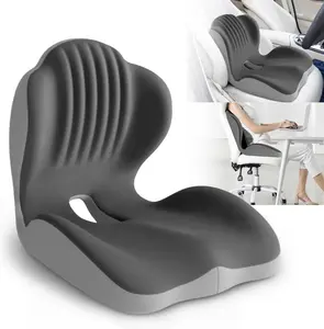 Ergonomic L-Shaped Memory Foam Seat Cushion with Coccyx Cutout - Lumbar Support, Tailbone Pressure Relief, Breathable Design for Office Chairs, Car Interior Use