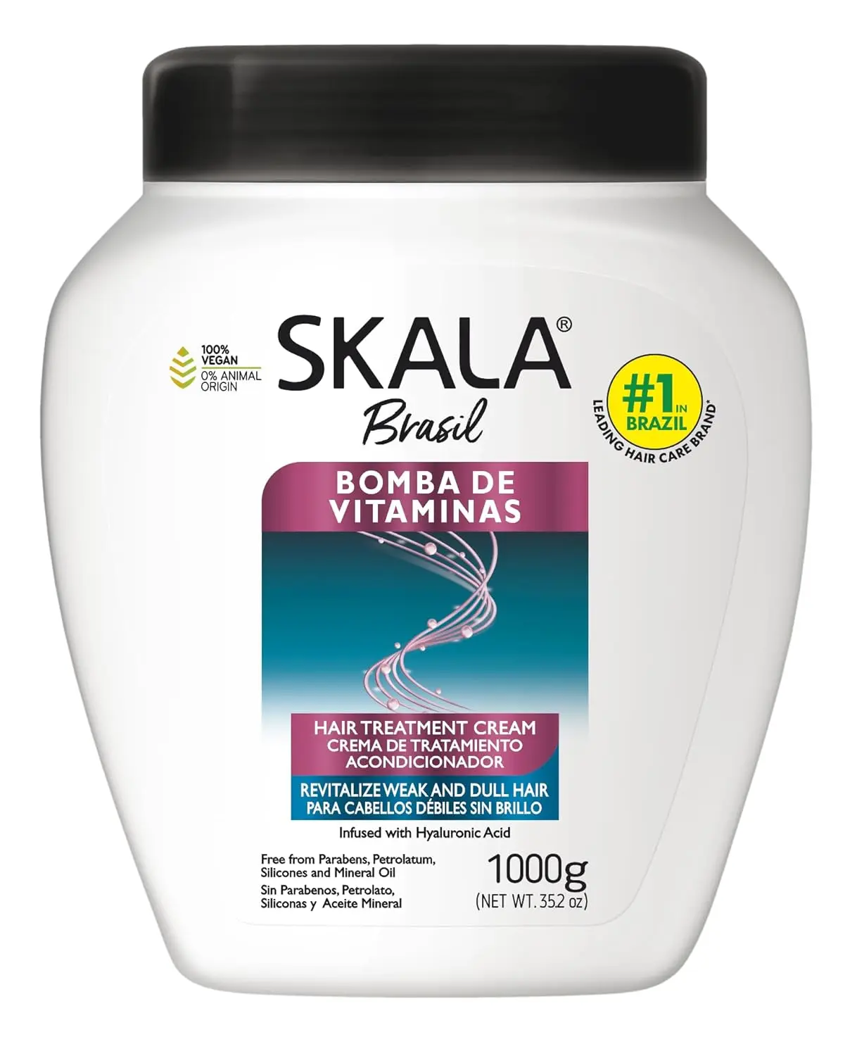 Skala Nourishing Vitamin Bomb Hair Treatment Cream, 35.2 oz Salon-Grade Haircare with Hyaluronic Acid, Plant Extracts, Mask-Like Smoothing Benefits for Any Hair Type, Hydrating Hair Mask, Intense Nourishing Treatment