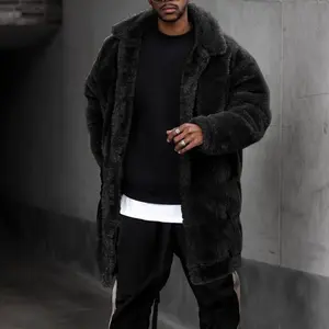 Men's Coat Fashion Street Shooting Thick Mid-Length Plush Warm and Loose Jacket Men's Clothing
