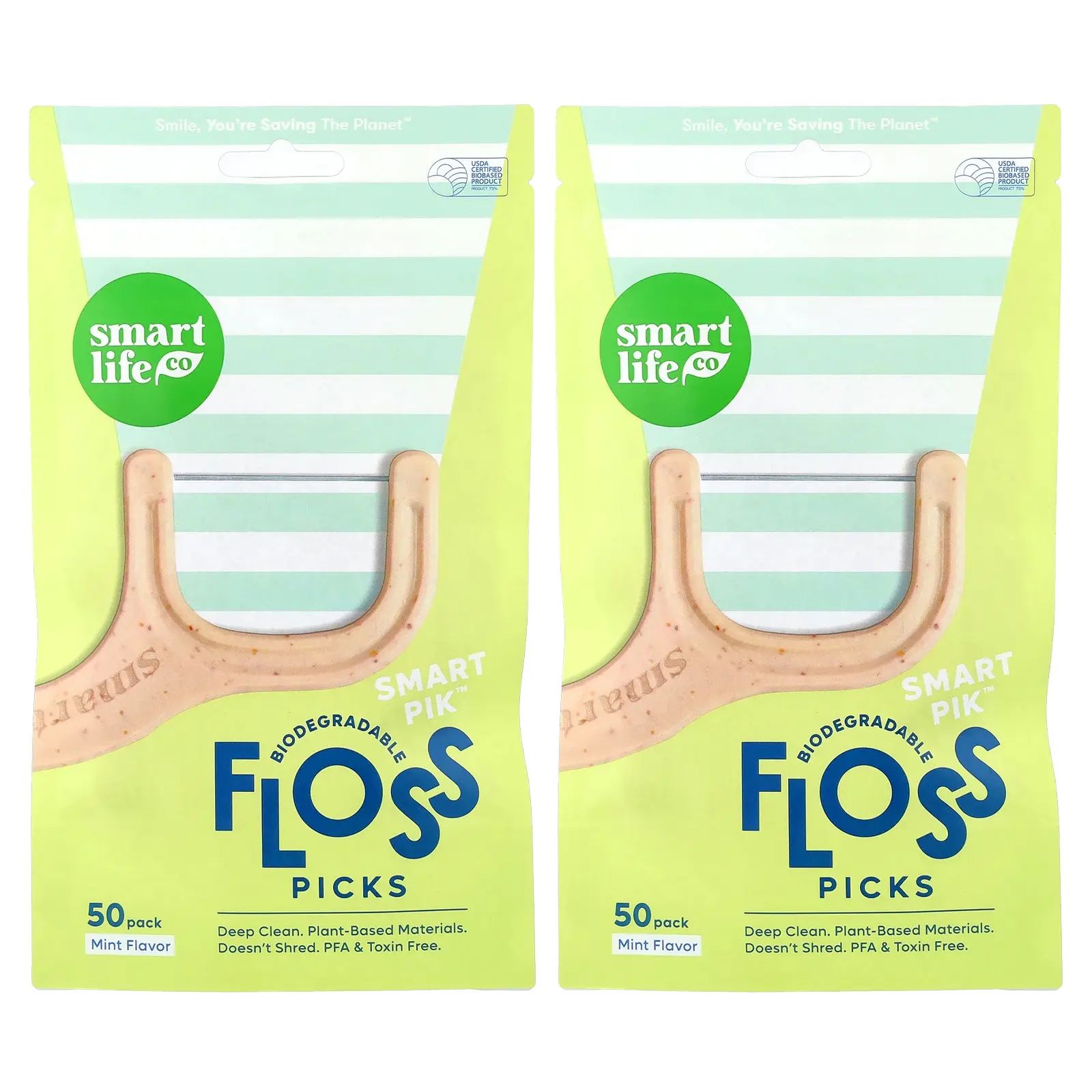 SmartLifeCo Smart Pik™ Floss Picks, Mint, 100 Pack