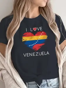 [TEA-SHOP]Vibrant Venezuela Graphic Tee - Soft Micro Elasticity Crew Neck, Geometric Pattern, Regular Length, Machine Washable, Full Sizes, For Men, For Women, Unisex Apparel Relaxed Fit Printed In The USA.