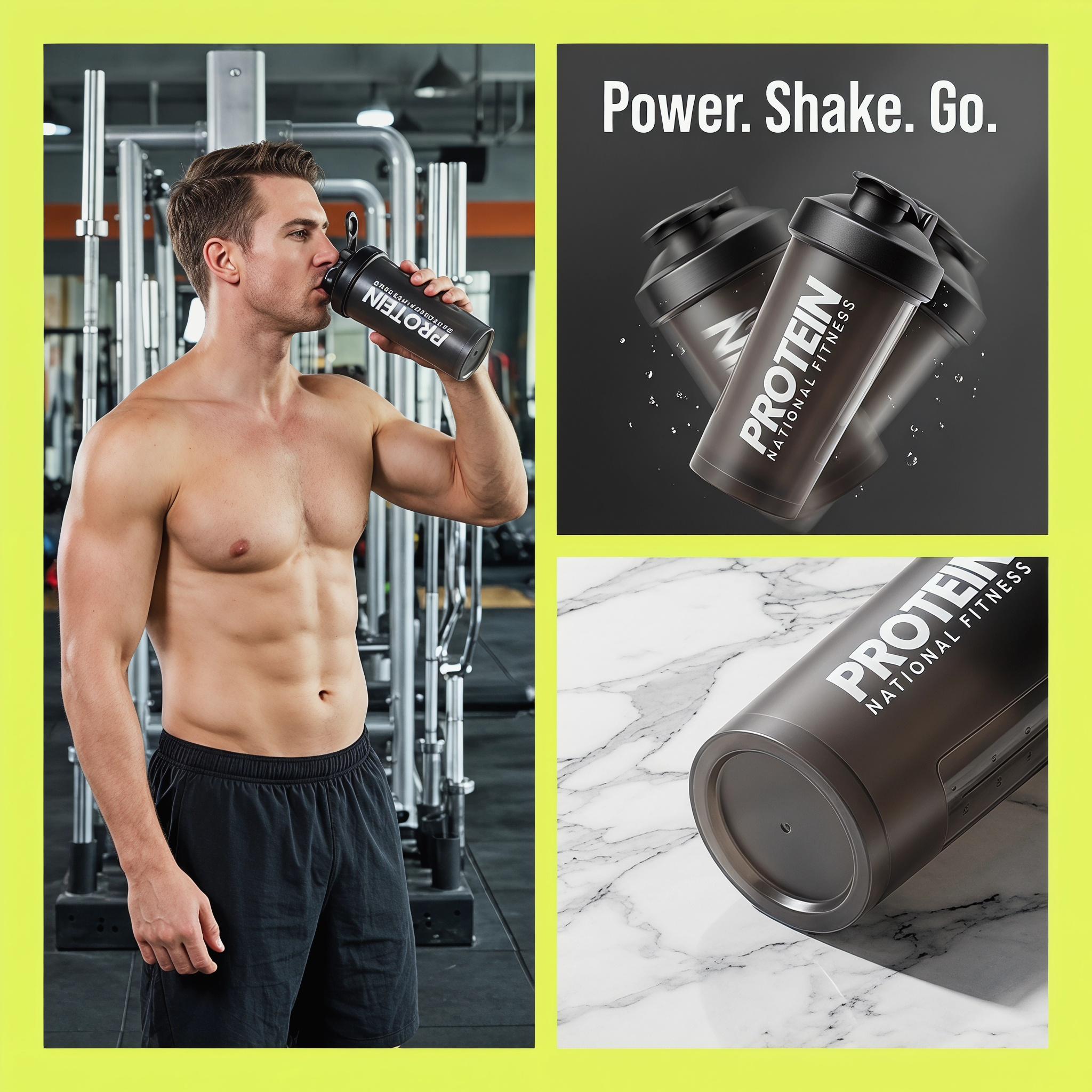 Protein Shaker Bottle 600ml with Mixing Ball BPA Free Leak Proof Sports Water Cup for Gym Fitness Workout Strength Training Muscle Building Nutrition Drink All-day Comfort Summer Essential Fitness Gear Free one sports headband