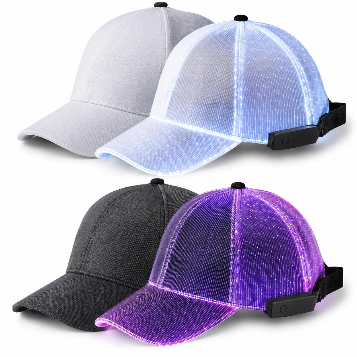 LED Light-Up Baseball Cap, Optical Fiber Glow Hat with 11 Modes, Multi-Color USB Rechargeable Adjustable Cap, Halloween Costume Accessories, Halloween Party Decorations for Parties, Festivals & Night Events