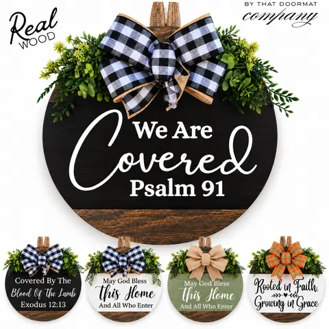 Christian Front Door Sign | Faith-Based Door Hanger | Religious Home Decor | Welcome Sign for Front Door