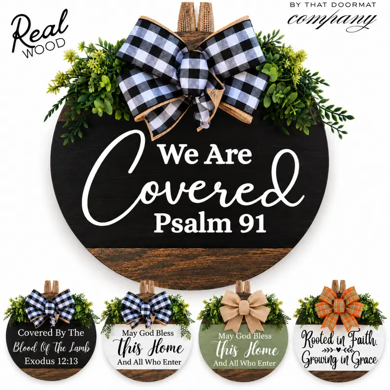 Christian Front Door Sign | Faith-Based Door Hanger | Religious Home Decor | Welcome Sign for Front Door