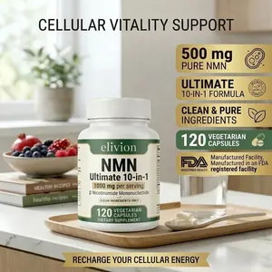 NMN Complex 1,000mg Per Serving, 10-1 Complex, Zero Filler, Pure NMN 500mg with Vitamin C, Resveratrol, CoQ10, TMG, Quercetin, & Glutathione | NAD+ Supplement Precurso