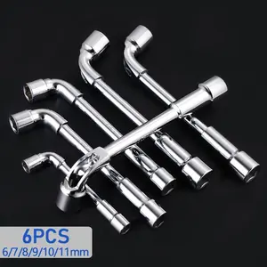Set of 6 Hardware Tools, Includes Mirror Perforated Wrench, L-Shaped Elbow Socket Wrench, Double-Headed Elbow Perforated Hexagon Socket Pipe Wrench