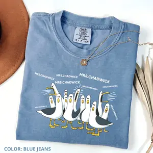 Comfort Colors Custom Seagull Teacher TShirt, Funny Teacher Tee, Personalized Appreciation Gift Cotton Fabric