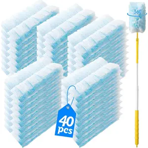 40 Count 360? Heavy Duty Duster Refills Compatible with ,Large Size-Extra Thick Disposable Electrostatic Duster Refill with 1 Retractable Handle(35-inch Length Fully expanded)