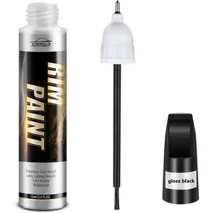 Matte Black Rim Touch Up Paint, Efficient Wheel Paint Pen for Metal, Also Match Flat Black, Quick and Easy Repair Curb Rash, Car, Faucet and More, Universal and Color Accurate, Long lasting