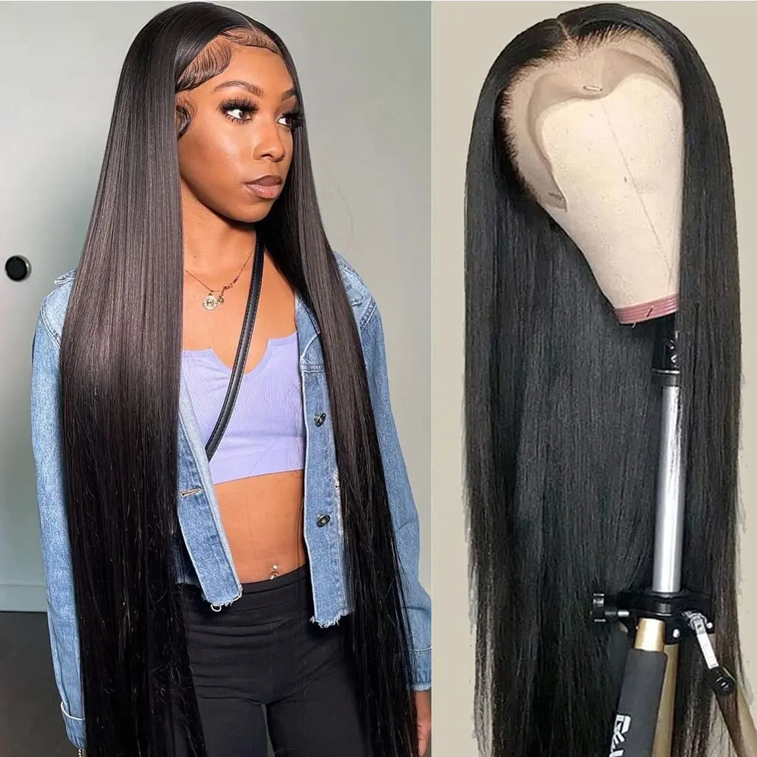 Bling Hair Brazilian Virgin Straight Human Hair Wig for Black Women, 13x4/13x6 Transparent Lace Frontal, Bleached Knots, Lace Hairline, 30-32in, Adjustable Straps Fit You, Wedding-Ready Smooth Natural Wig #SohoChic#tiktokshopstockup