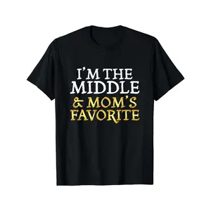 Funny "I'm The Middle & Mom'S Favorite" Sibling T-Shirt - Vintage Style, Short Sleeve, Crew Neck, 220GSM, Unisex for Men & Women, All-Season Casual Wear, Casual Wear Tee |   Vintage Style Tee |   Durable Printed Shirt, Sibling T Shirts