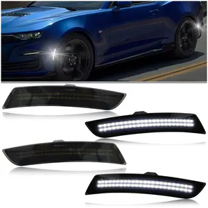 Smoked LED Side Marker Lights for 2016-2023 Chevy Camaro - Dual-Row Bright White LED Turn Signals (4pc Kit) | Plug & Play Direct Replacement