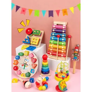 GENAI 9-IN-1 Toddler Musical Instruments, Wooden Percussion Instruments For Baby Kids Preschool Educational Musical Toys Set Boys And Girls