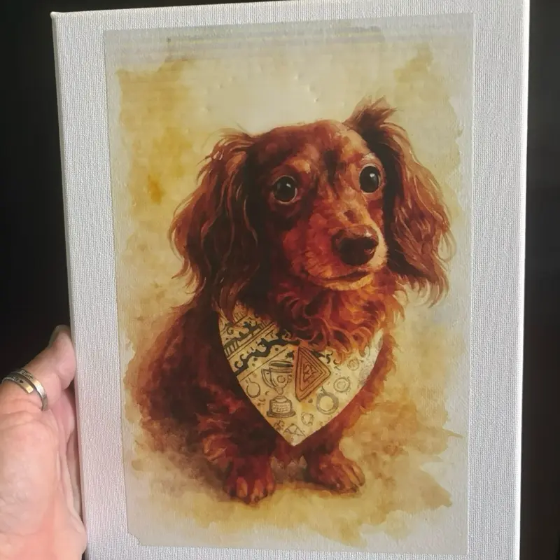 Personalized Pet Canvas - Watercolor Painting of a Brown Dog with Bandana - Custom Artwork for Pet Lovers