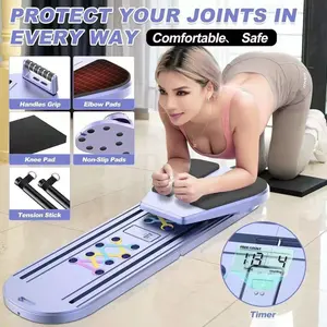 Portable Pilates Reformer Board Foldable Core Ab Trainer Home Gym Equipment Full Body Workout Balance Strength Exercise Fitness Training Purple