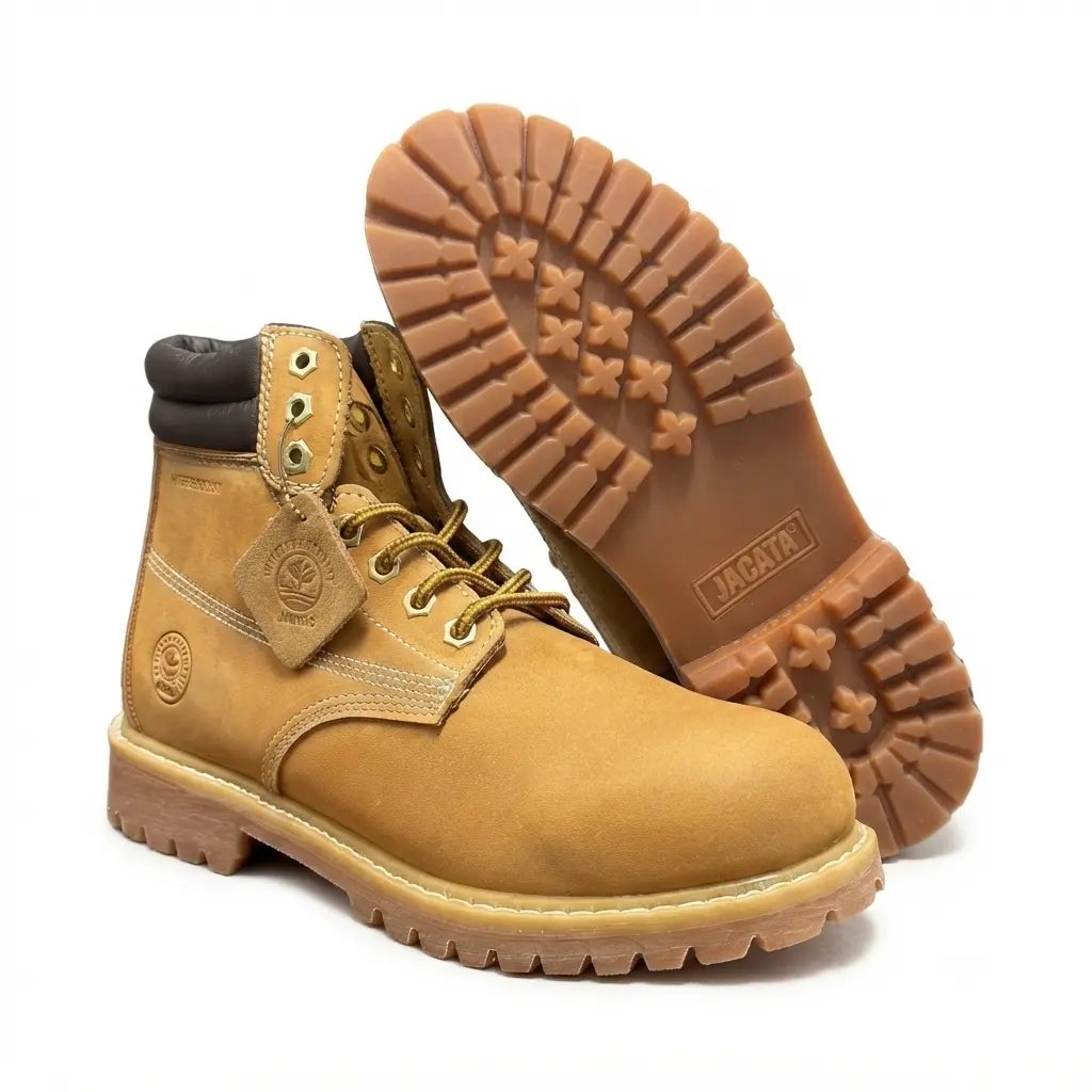 Jacata Men's 8601 All-Season Construction Boots - Water Resistant, Lace-Up with Laces, Round Toe, Non-Slip Rubber Sole, Men's Shoes, Non Slip Shoes For Work, Work & Safety Footwear, Cuban, All Weather Grip
